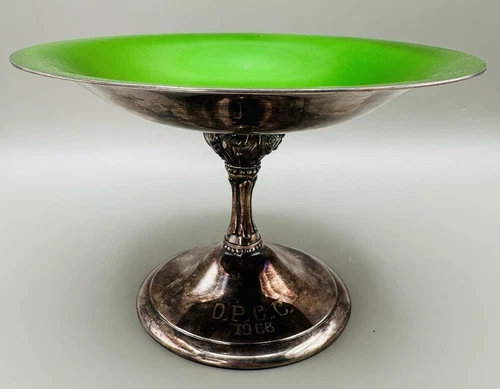 Reed & Barton Silverplate Compote Green Enamel OPCC Oak Park Country Club 141