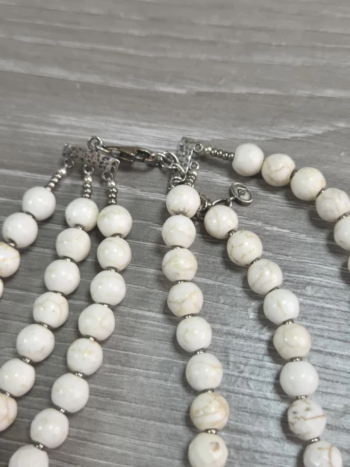 Colares e pulseiras robustas de prata esterlina 925 branco howlite quartzo Silpada - Imagem 3 de 4