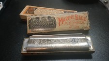 Pre-WW2 1930s Vintage M Hohner Marine Band Harmonica Key of C w/ original box