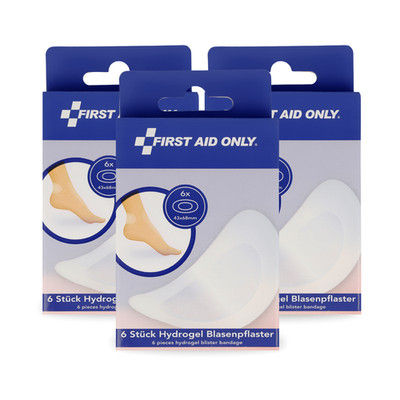 First Aid only 6 x Hydrogel Blasenpflaster (3er-Set), Pflaster 43 x 68 mm