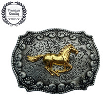 Gold Horse Belt Buckle Zinc Alloy Western Cowboy Casual Fashion Style