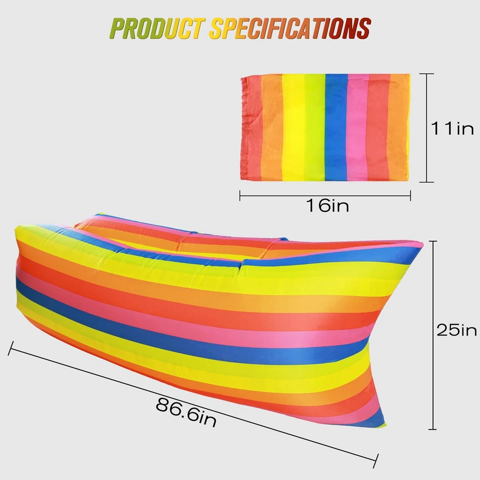 Rainbow надувной диван - портативный лежак для взрослых и детей, крытый открытый Cam - Изображение 3 из 4