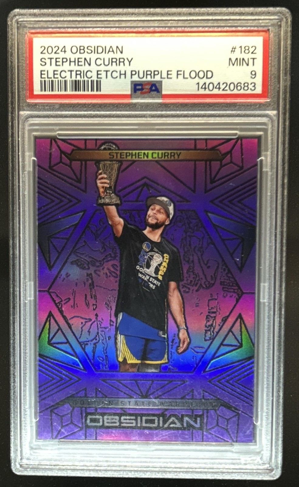 2024-25 Panini Obsidian Stephen Curry Electric Etch Purple Flood #/75 PSA 9