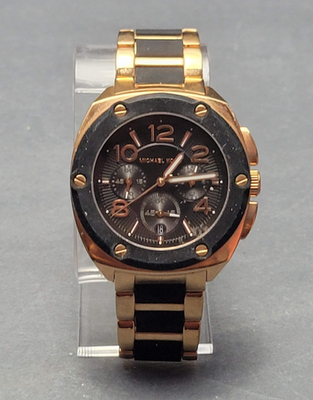 Michael Kors MK-5732 Tribeca Black & Gold Chronograph Watch  display picture 1