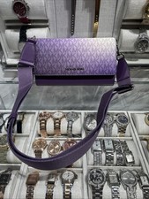 Michael Kors Handbag Large Zip Around Wallet Crossbody Bag MK Ombre Green Purse