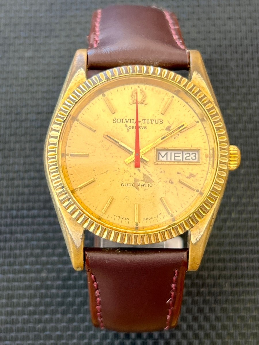 SOLVIL TITUS Geneve 319101 Watch Men's Swiss Gold Dial 17 Jewels