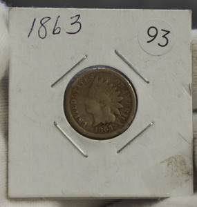 1863 US Indian Cent 1c (CN) VG (Cleaned)
