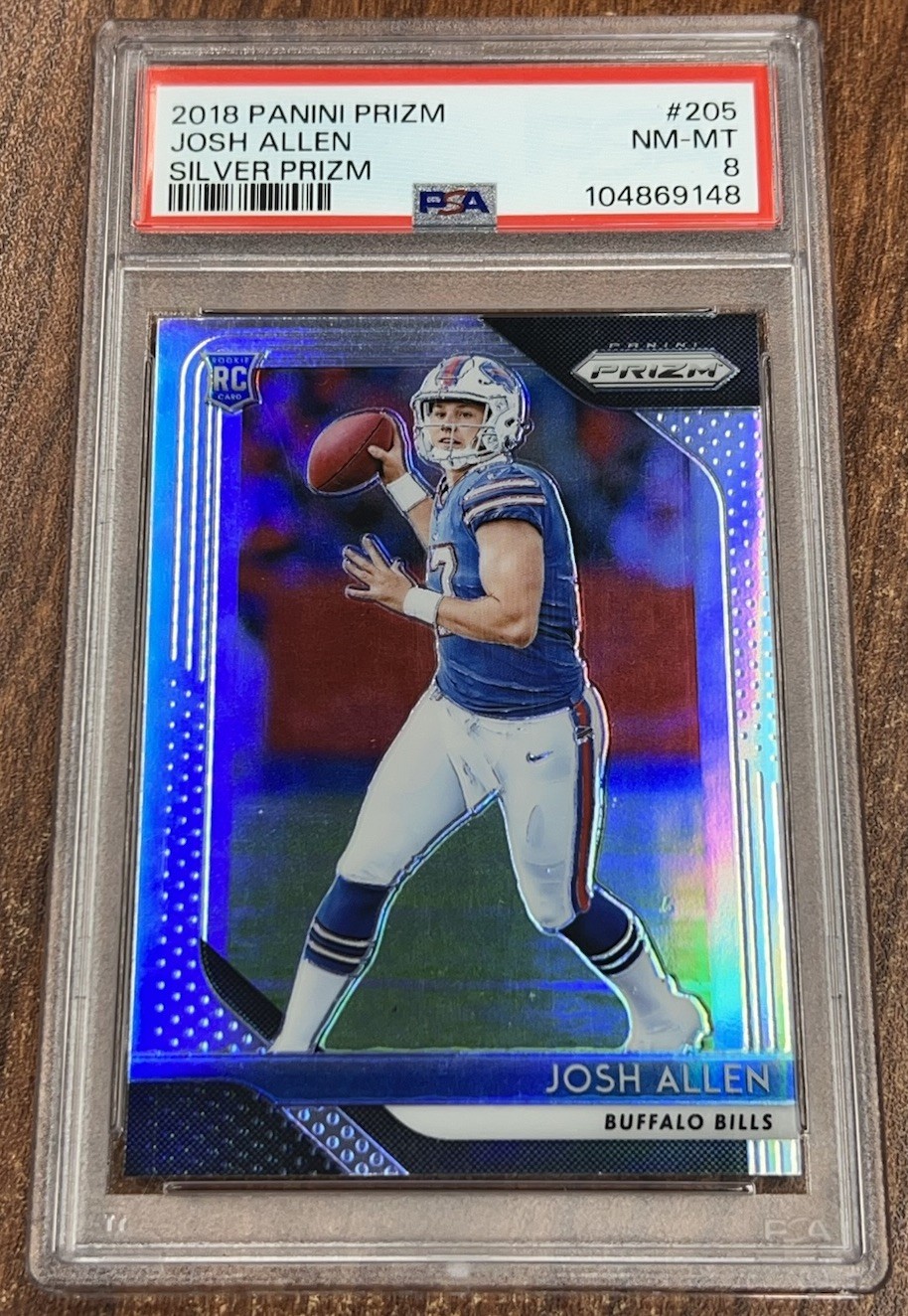2018 Panini Prizm Silver #205 Josh Allen RC Rookie PSA 8 NM-MT Buffalo Bills