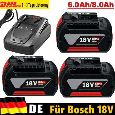 2X 18V 8.0Ah Akku für Bosch Professional GBA GSR GSB BAT618 BAT609 BAT620 DHL