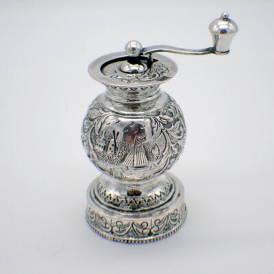 Dutch Ornate Scenic Pepper Grinder Mill 835 Silver 1910 | eBay