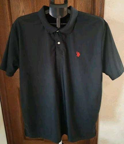 New! US Polo Golf Shirt Mens Sz XL Black Short Sleeve Red Embroidered
