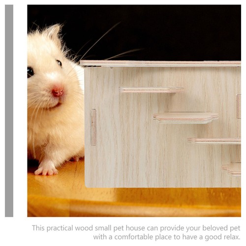 Guinea Pig Hideout House with Ramp Multi-Chamber Animal Wooden Hut Habitat Decor - Bild 8 von 12