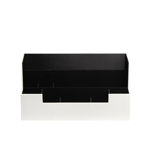 Schreibtischplatte Organizer/Caddy Weiß Leder Schwarz Einsatz Jackcube Design - Bild 5 von 7