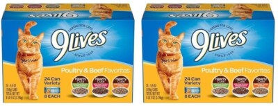 9Lives Poultry and Beef Variety Pack, 5.5 Ounce Can Pack of 48, Free Shipping