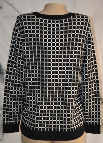 CHARTER CLUB Black White Sweater Large Long Sleeves - Picture 5 of 7