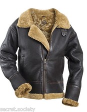Schaffelljacke Fliegerjacke B-3 Lederjacke Winter Piloten Jacke Leder braun NEU
