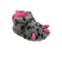 wonder nation Infant size 3 3 to 5 Month Plush Claw Paw Slippers COLOR GRAY NWT