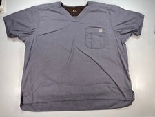 Carhartt Work Scrub Shirt Top Gray Medical 2XL used clean hospital pocket