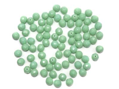 Light Green Opaque, Czech FP Round Faceted Glass Beads, 8mm 36pcs, P417