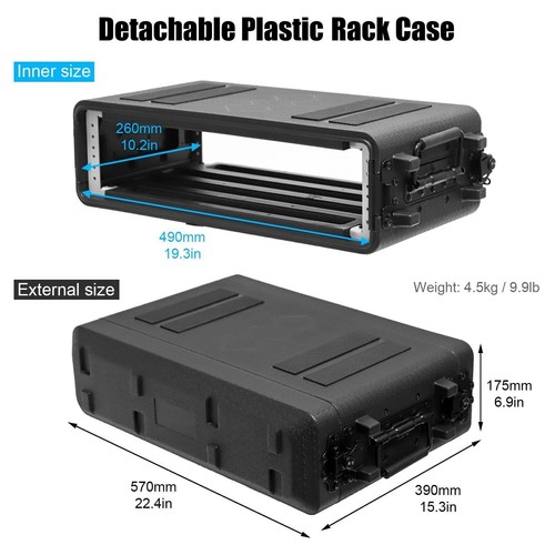 2U Rack Case 19 in Solid Waterproof Dustproof Flight Case Space Shock Mount Rack - Picture 4 of 6