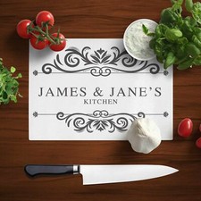 Personalised Any Name Wedding Kitchen Glass Chopping Board Item Gift 