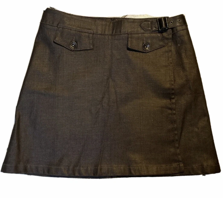 JUPE PORTEFEUILLE IKKS TAILLE FR 38 MODELE 616 MARRON TOILE ENDUITE - Photo 2/4