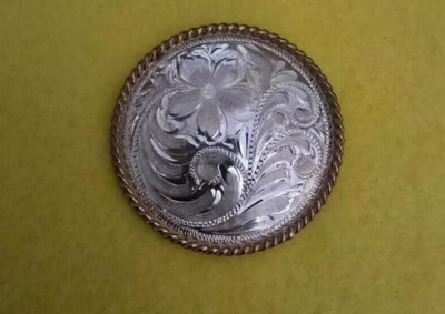 Silver 1-3/4'' Concho w/ JB Rope Edge w/ Button Loop Back - Ideal for Ponytails
