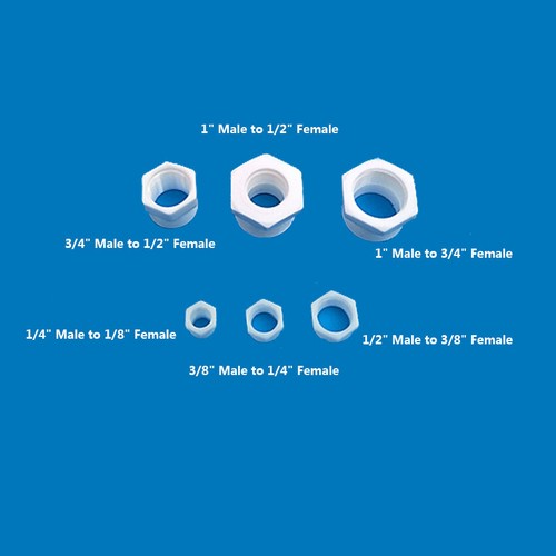 1/8 1/4 3/8 1/2 3/4 1 inch Thread Plastic Bushing Pipe Connector Fittings Reduce - Picture 2 of 6