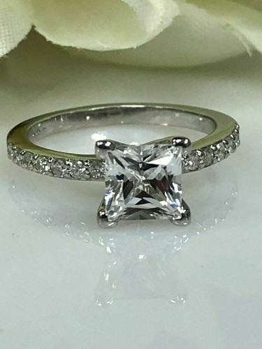 2.00 Ct Lab Created Princess Solitaire VVS1/D Diamond Sterling Silver ...