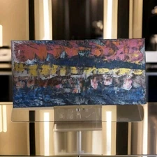 Original Abstract Acrylic Painting on duck cotton canvas. 12" x 24". 