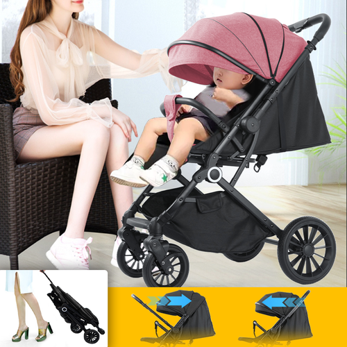 Baby Pram Stroller Foldable Reversible Handle Travel Pushchair Portable Stroller - Picture 20 of 27