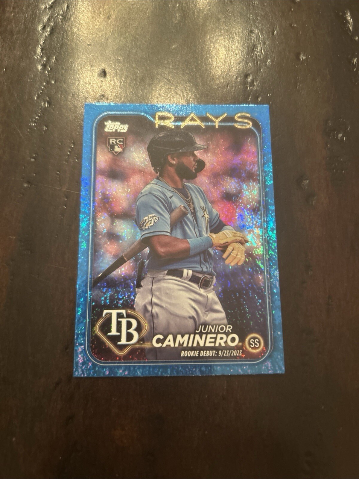 2024 TOPPS UPDATE #US223 JUNIOR CAMINERO RC BLUE HOLO FOIL /999 RAYS