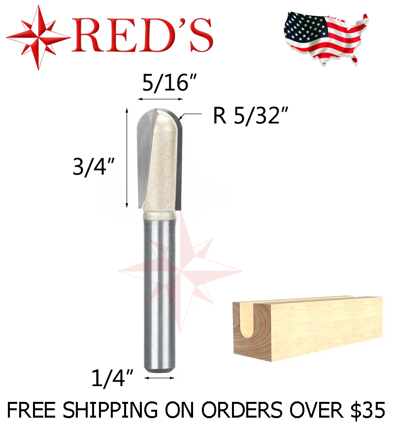 Tideway Carbide Pro LC05040504 5/16"X3/4 Round Nose 1/4" shank router bit