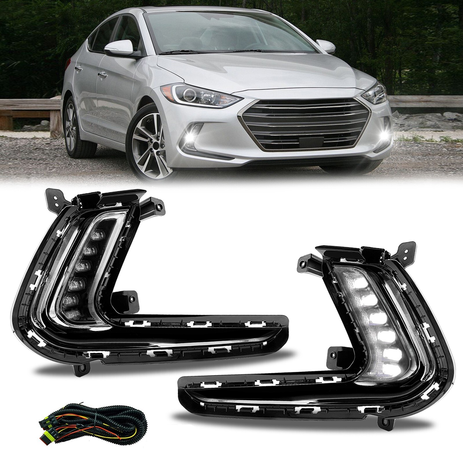 For 2017 2018 Hyundai Elantra 4DR Sedan LED Fog Lights Front Bumper ...