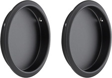 2 Pack round Pocket Door Pulls Closet Door Pulls, 2-1/8" Black Closet Finger Pul