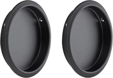 2 Pack round Pocket Door Pulls Closet Door Pulls, 2-1/8" Black Closet Finger Pul