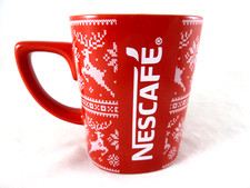 Red Nescaf&eacute; Mug Reindeer Design 11 oz Coffee Cup Christmas Cafe