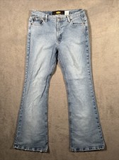 VINTAGE 90s Todd Oldham Jeans Womens 11 Blue Fade Flared Wide Leg Low Rise 30x32