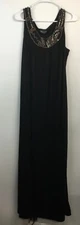 I.N. Studio Woman's Beaded  Sleeveless 1X Black Maxi Dress