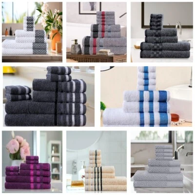 NORTHERN LUXE Luxury 600GSM Genuine 100% Combed Fluffy Cotton 8 pcs Towel Bale SET UK Stock