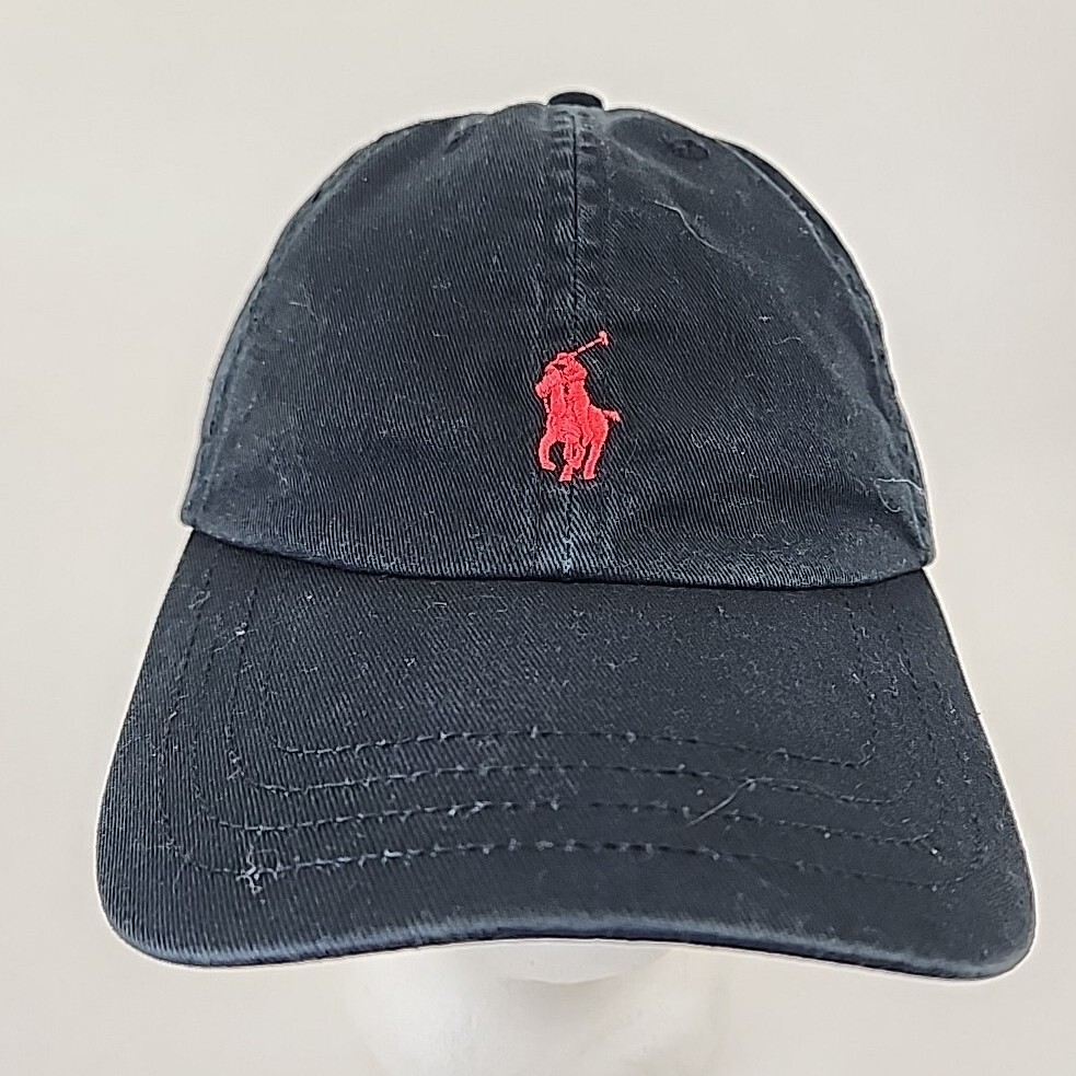 Polo Ralph Lauren Hat Adult One Size Black Leather Strap Red Pony