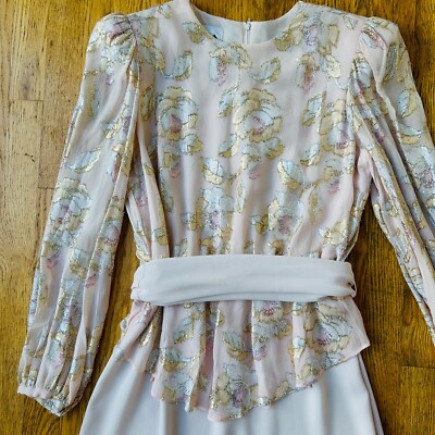 patra ladies dresses Pink Gold Blush Metallic Floral Dress Womens Size 7/8 wk50