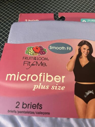 NEW 2 pairs of Fit for Me Fruit of the Loom Microfiber Plus Size Briefs ~ sz 9 - Picture 3 of 6