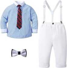 hosukko boys dress clothes. pants, tie, shirt, suspenders.