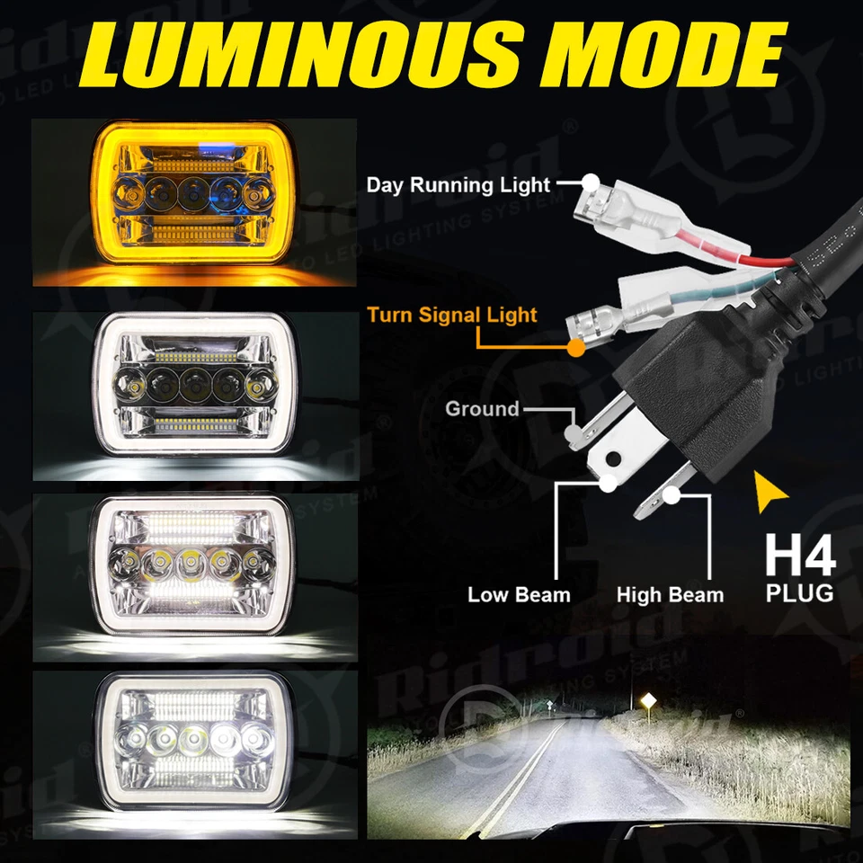 Faro LED haz alto/bajo para International Harvester 9900 9200 9400i 5x7" 7X6" Foto 4 de 4