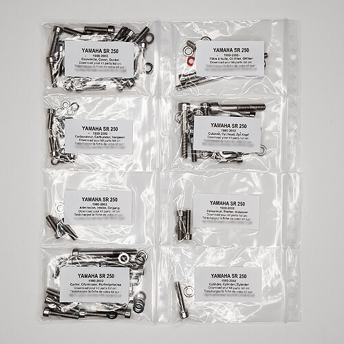 Kit vis pour moteur Yamaha SR 250 indispensable pour restauration et entretien moto