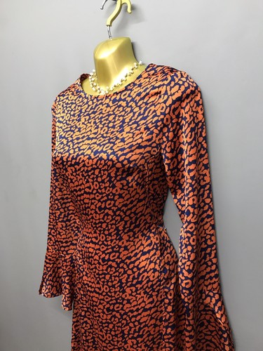 Never Fully Dressed Orange Mix Long Satin Dress Small With 2 Front Slits - Picture 3 of 15