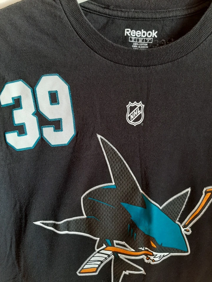 Camisa San Jose Sharks Talla Pequeña Para Hombre Reebok Logan Couture 39 NHL Hockey--¡USADA EN EXCELENTE ESTADO!! Foto 2 de 3