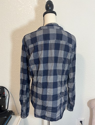J Crew Women’s Perfect Fit Blue Gray Plaid Flannel Shirt Sz Small Cotton Spandex - Picture 4 of 8