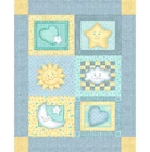 35" Fabric Panel | Nursery Baby Goodnight Moon & Star Blue Yellow